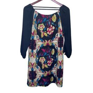 Maeve Anthropologie Black-Multi Pattern Long Sleeve Dress Size Medium